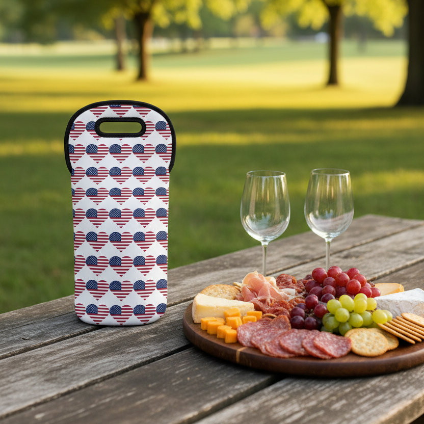 Star Spangled Hearts Wine Tote Bag