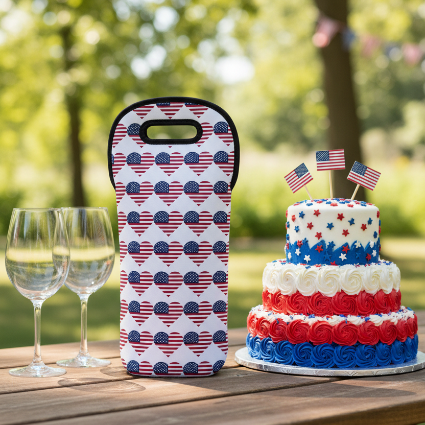 Star Spangled Hearts Wine Tote Bag