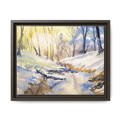 Snowy Creek Matte Canvas, Framed (Black or Espresso). Available in sizes from 10”x8”-32”x24”
