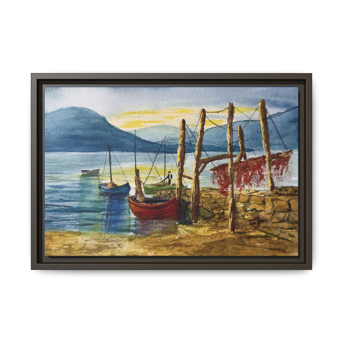 Morning Boats on the Loch, Framed (Black or Espresso). Available in sizes from 10”x8”-24”x18”