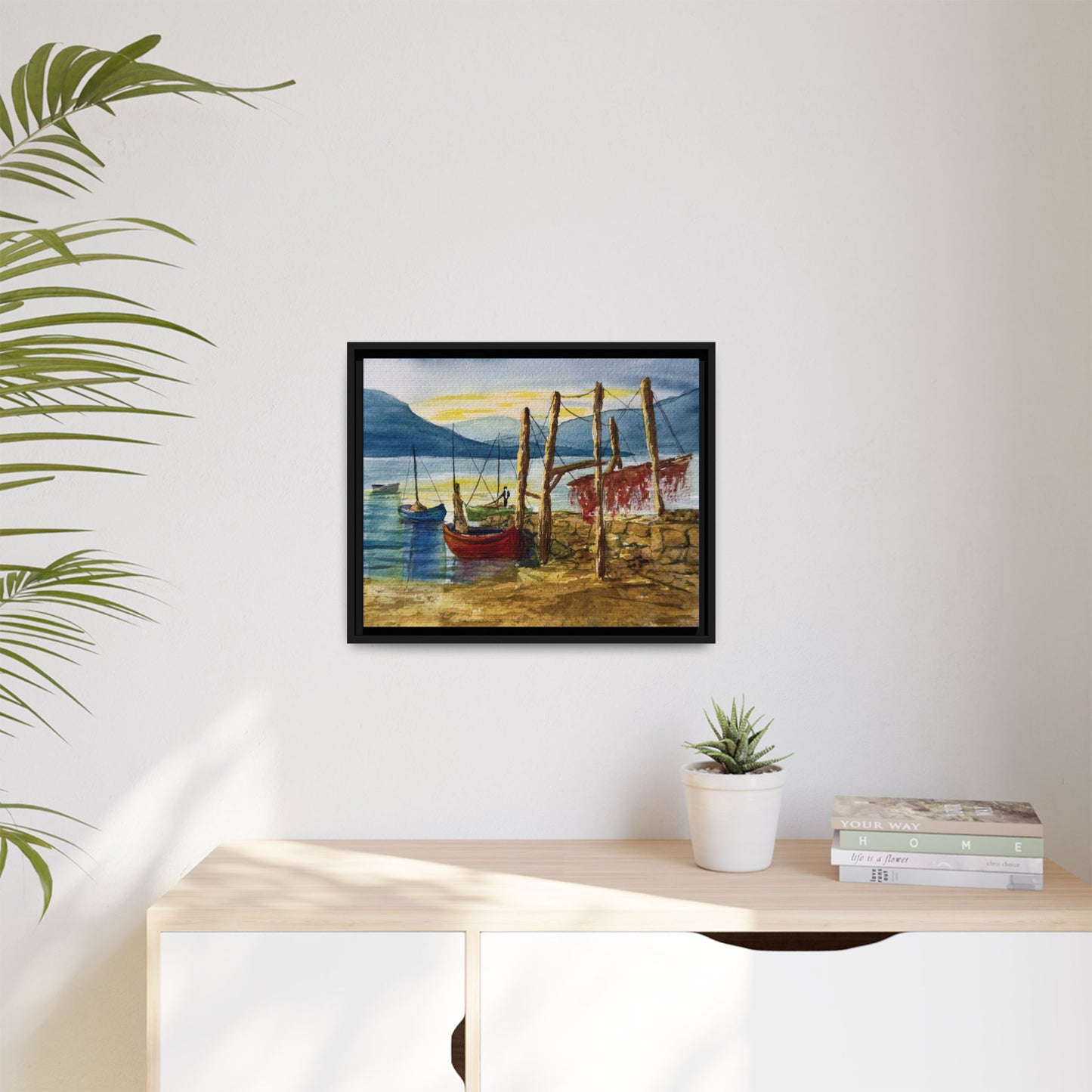 Morning Boats on the Loch, Framed (Black or Espresso). Available in sizes from 10”x8”-24”x18”