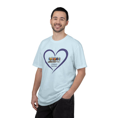 Stronger Together Heart Unisex Garment-Dyed T-shirt. Available in sizes S-4XL, 13 colors