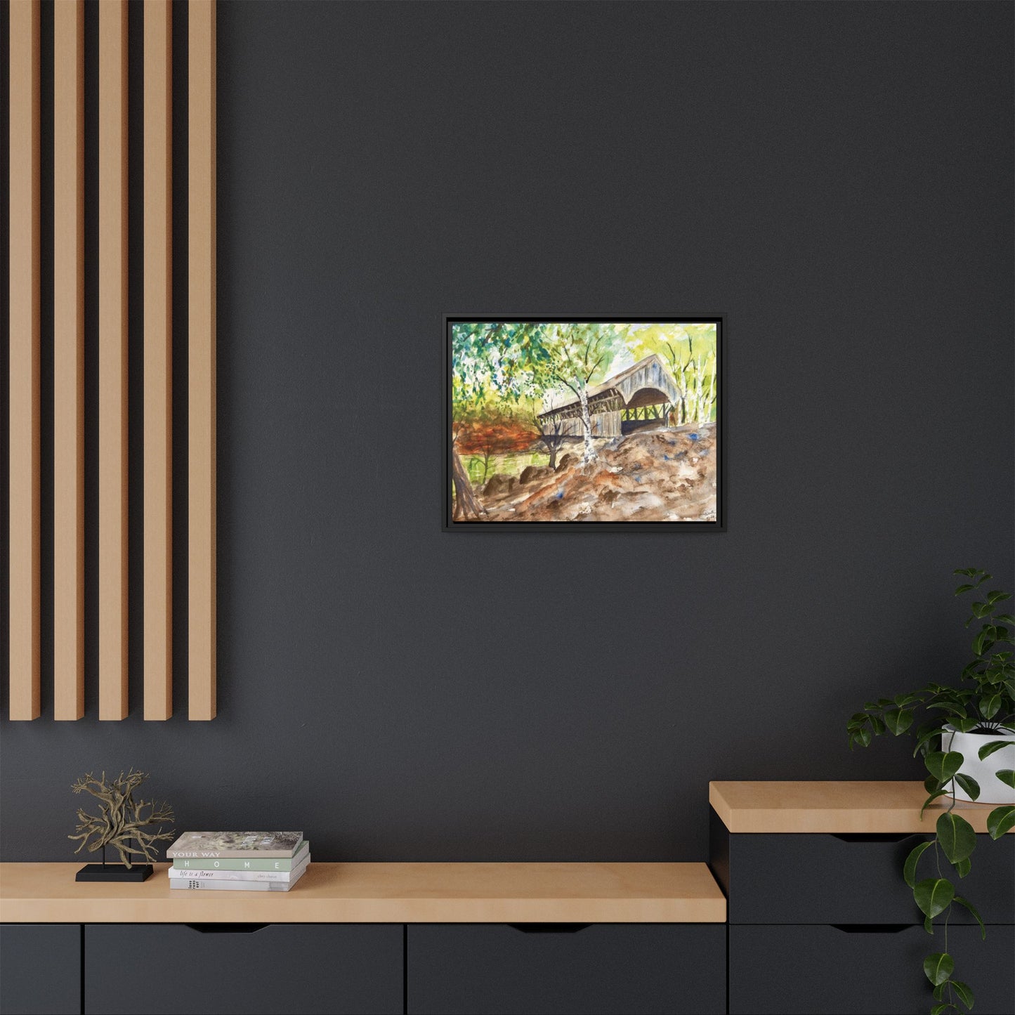 Artist’s Bridge Matte Canvas, Framed (Black or Espresso). Available in sizes from 10”x8”-24”x18”