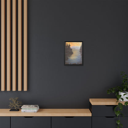 Peaceful Northwoods Lake Matte Canvas with Black or Espresso Frame. Available in sizes from 8” x 10”-24” x 32”