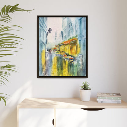 Cafe Reflections Matte Canvas, Framed (Black or Espresso). Available in sizes 8”x10”-24”x32”