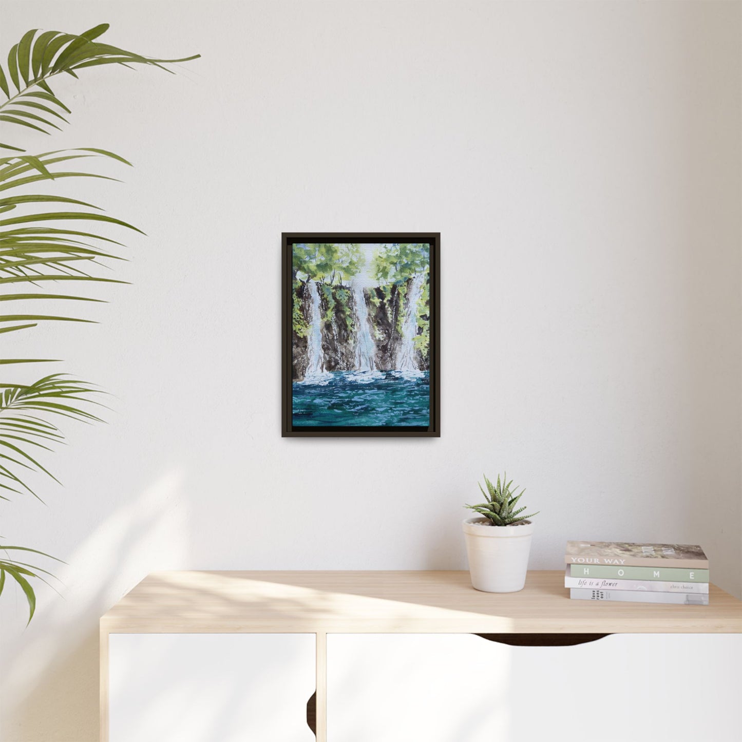 Three Sisters Waterfall, Framed (Black or Espresso). Available in sizes from 8”x10”-12”x16”