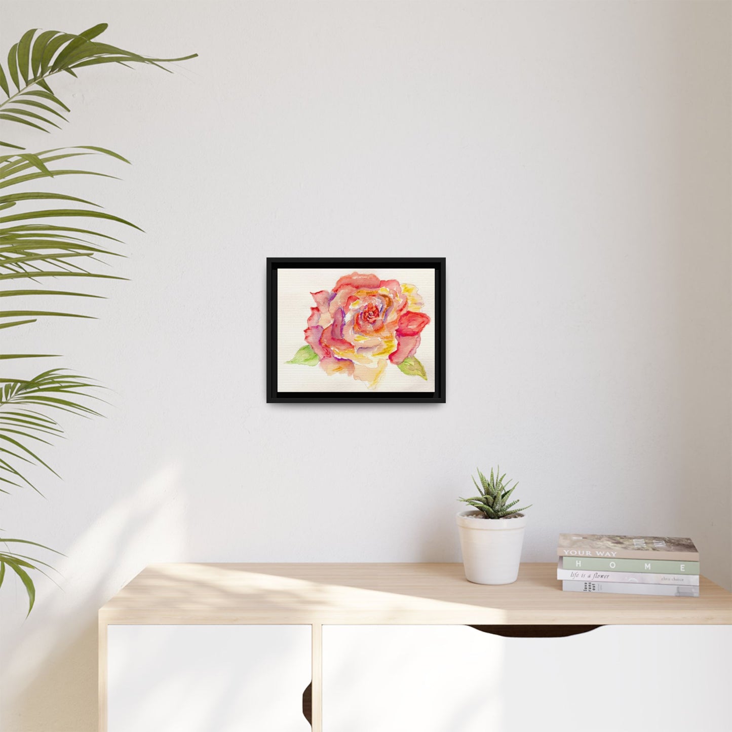 Rose Water Matte Canvas, Framed (Black or Espresso). Available in sizes from 10”x8”-14”x11”