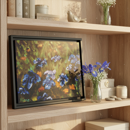 Irises Reimagined, Framed (Black or Espresso). Available in sizes from 10”x8”-18”x12”
