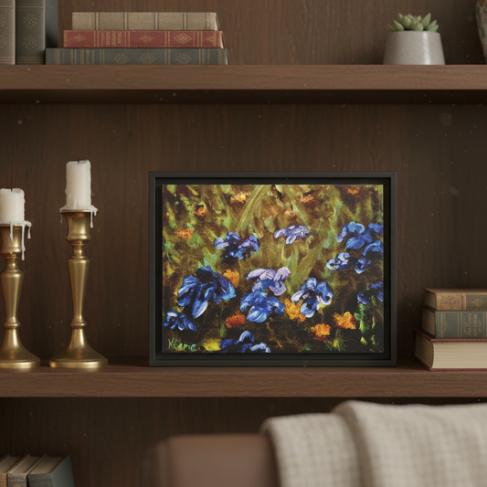 Irises Reimagined, Framed (Black or Espresso). Available in sizes from 10”x8”-18”x12”