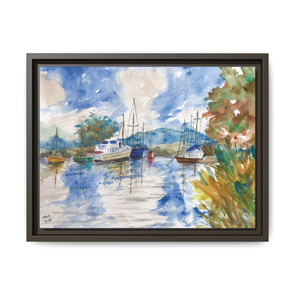 Snug Harbor Matte Canvas, Framed (Black or Espresso). Available in sizes 10”x8”-20”x16”