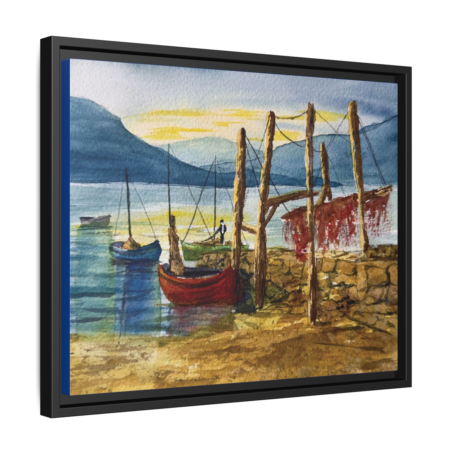 Morning Boats on the Loch, Framed (Black or Espresso). Available in sizes from 10”x8”-24”x18”
