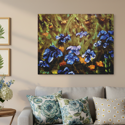Irises Reimagined Matte Canvas, Stretched, 1.25". Available in sizes from 10” x 8”-18” x 12”