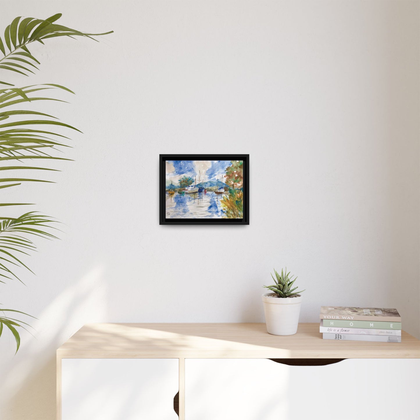 Snug Harbor Matte Canvas, Framed (Black or Espresso). Available in sizes 10”x8”-20”x16”