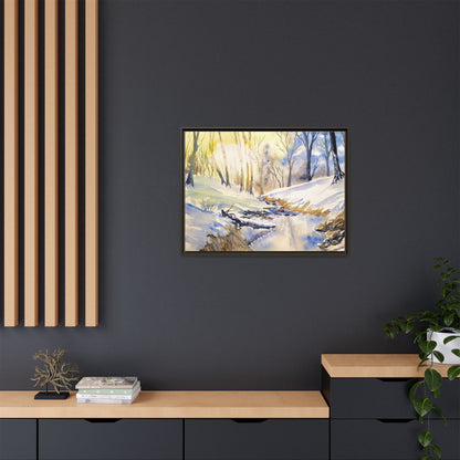 Snowy Creek Matte Canvas, Framed (Black or Espresso). Available in sizes from 10”x8”-32”x24”