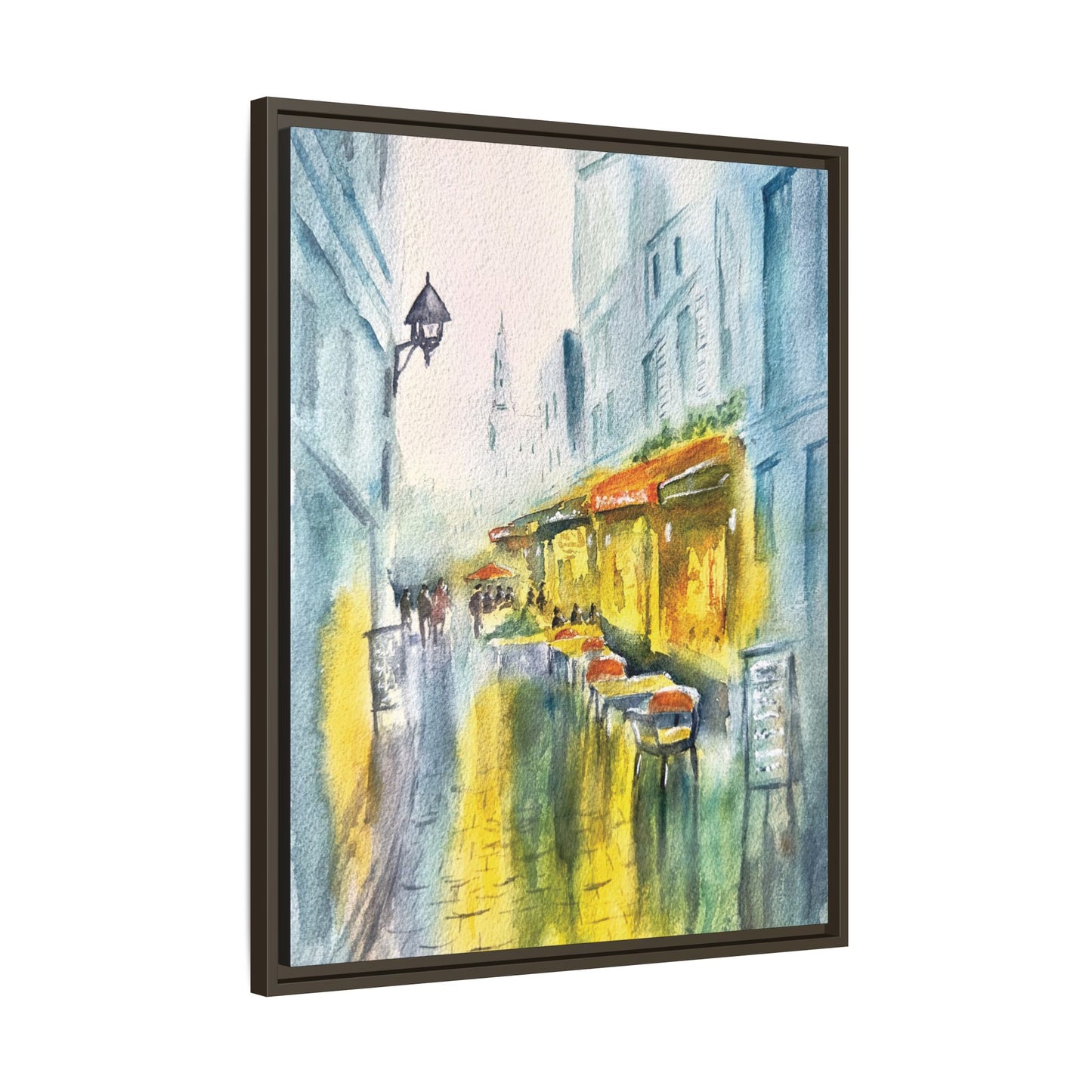 Cafe Reflections Matte Canvas, Framed (Black or Espresso). Available in sizes 8”x10”-24”x32”