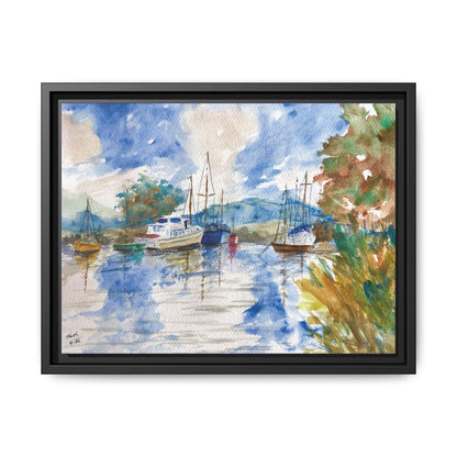 Snug Harbor Matte Canvas, Framed (Black or Espresso). Available in sizes 10”x8”-20”x16”