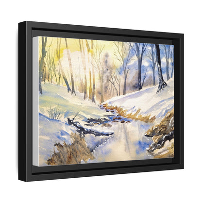 Snowy Creek Matte Canvas, Framed (Black or Espresso). Available in sizes from 10”x8”-32”x24”