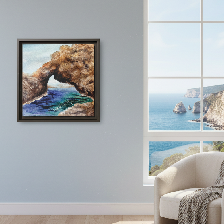 Bridging the Gap Matte Canvas, Framed (Black or Espresso). Available in sizes from 10”x10”-14”x14”
