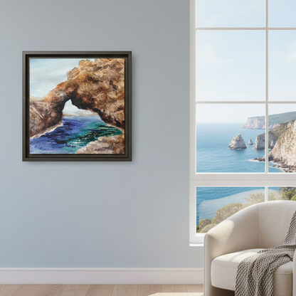 Bridging the Gap Matte Canvas, Framed (Black or Espresso). Available in sizes from 10”x10”-14”x14”