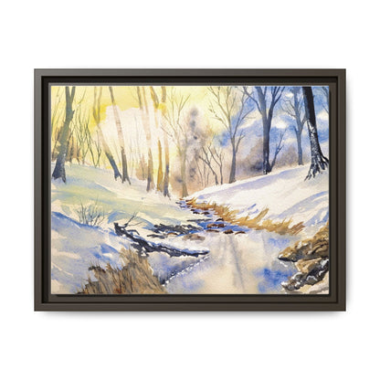 Snowy Creek Matte Canvas, Framed (Black or Espresso). Available in sizes from 10”x8”-32”x24”