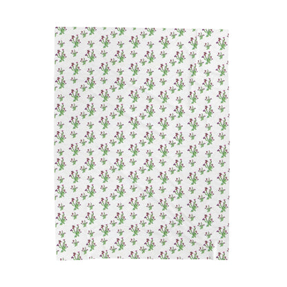 Velveteen Plush Blanket Featuring Purple Irises. Available in sizes from 30” x 40”-60” x 80”