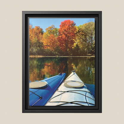 Happy Together Fall Kayaking, Framed (Black or Espresso). Available in sizes from 8”x10”-12”x16”