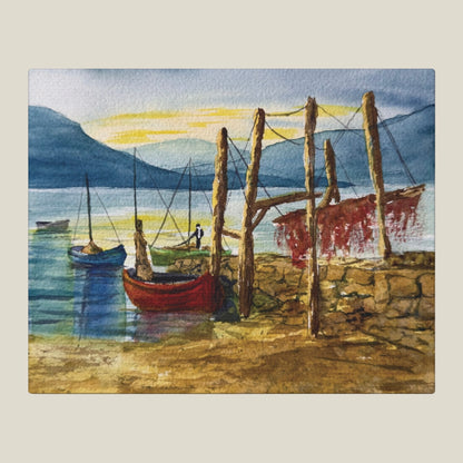Morning Boats on the Loch Matte Canvas, Stretched, 1.25". Available in sizes from 10” x 8”-24” x 18”