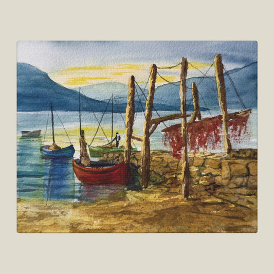 Morning Boats on the Loch Matte Canvas, Stretched, 1.25". Available in sizes from 10” x 8”-24” x 18”