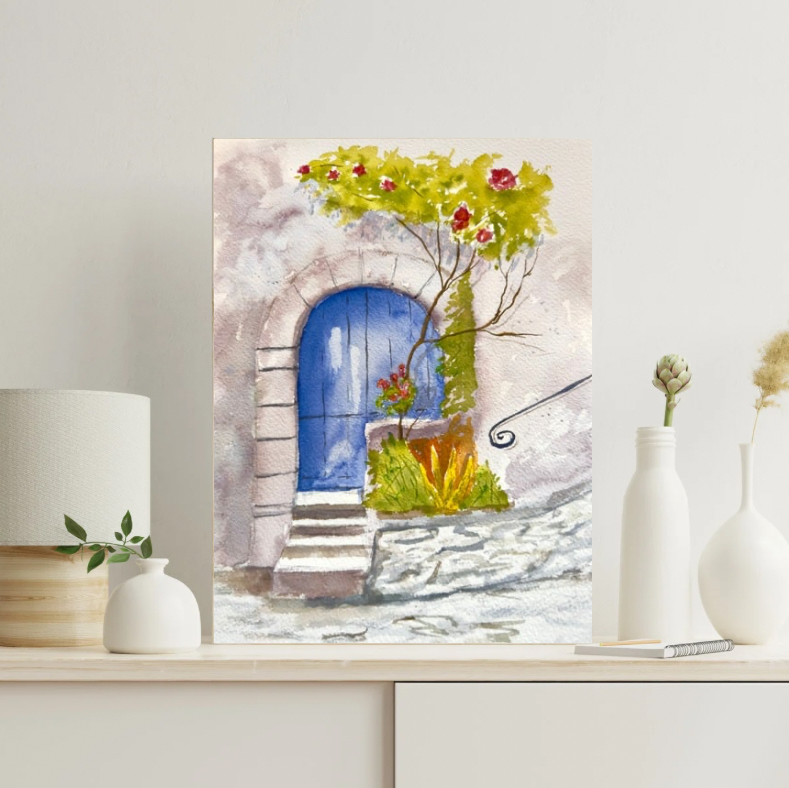 Blue Door Matte Canvas, Stretched, 1.25".  Available in sizes from 8" x 10"-24" x 32"