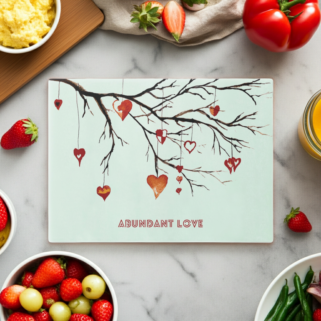 Abundant Love Cutting Board. Available in sizes 8.25” x 11”-11.25” x 15.5”