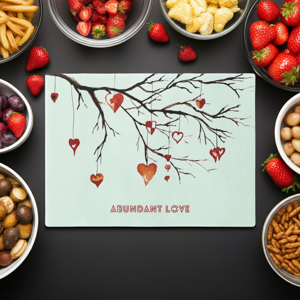 Abundant Love Cutting Board. Available in sizes 8.25” x 11”-11.25” x 15.5”